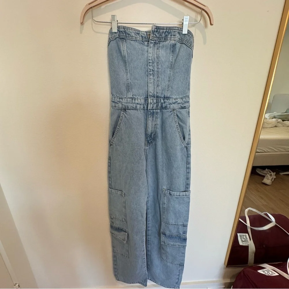 ASOS Strapless Denim Jumpsuit - Picture 2 of 12
